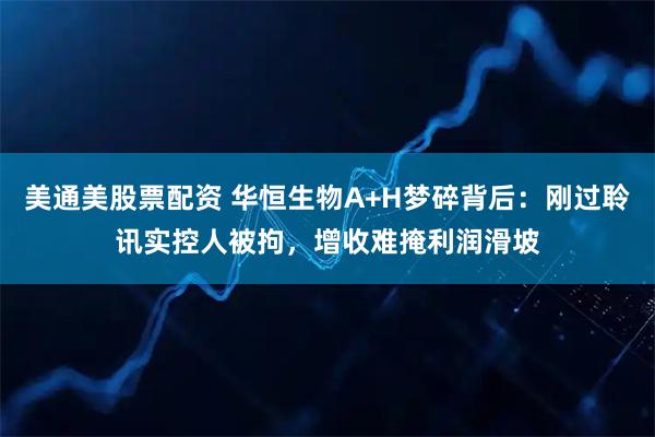 美通美股票配资 华恒生物A+H梦碎背后：刚过聆讯实控人被拘，增收难掩利润滑坡