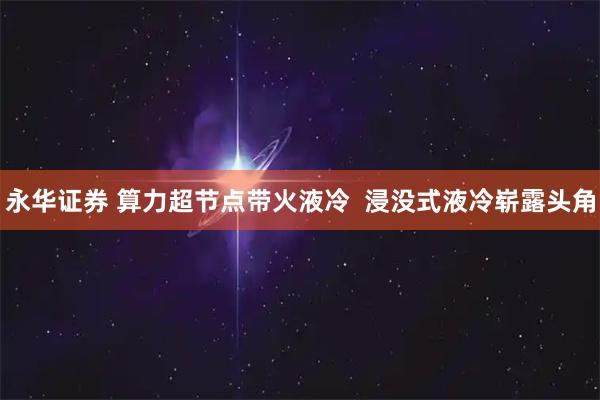 永华证券 算力超节点带火液冷  浸没式液冷崭露头角